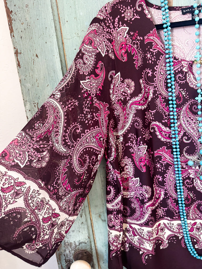 Move With Ease Blouse - Brown/Burgundy/Tan - SALE