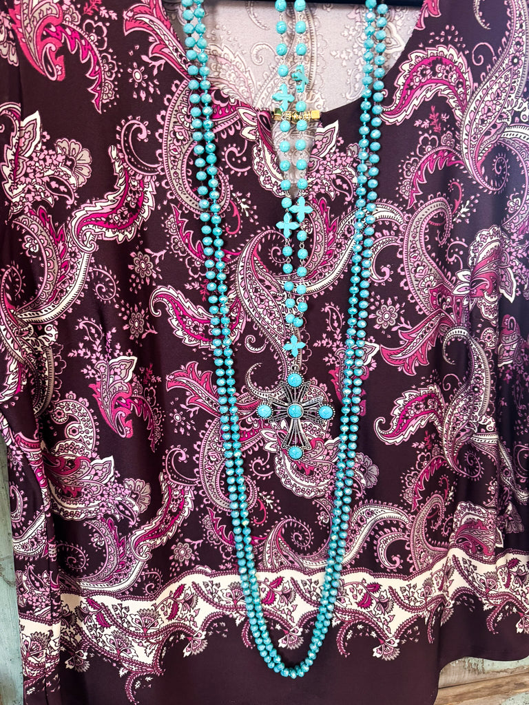 Move With Ease Blouse - Brown/Burgundy/Tan - SALE