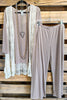 Well Rehearsed 3 Piece Pant Set - Beige Taupe