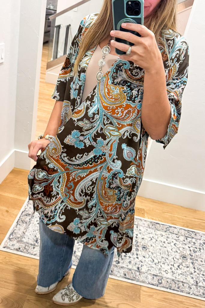 Perfect Paisley Kimono - Brown