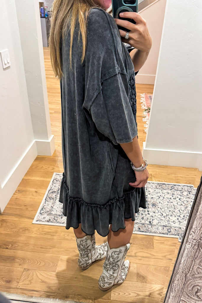Saving Grace Oversized  Dress - Black - Cotton/Spandex Blend