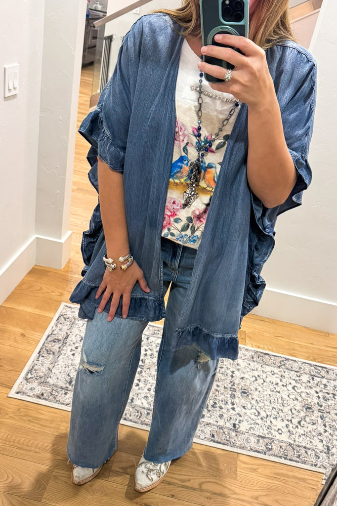 Respected Ruffles Cardigan - Denim