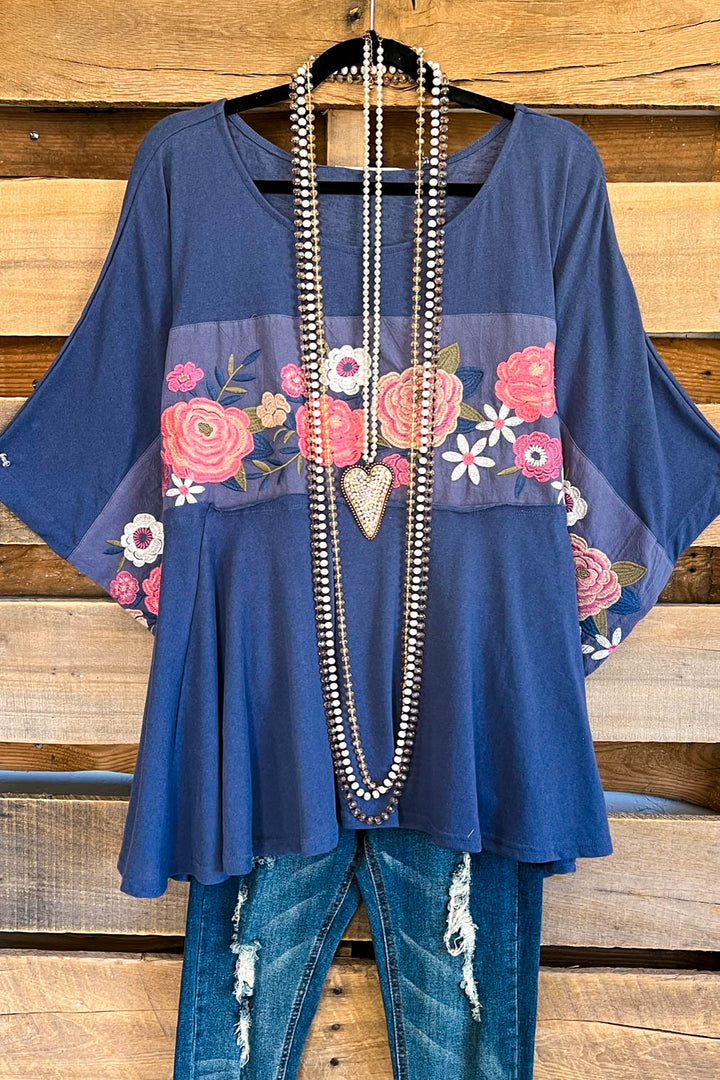 Blooming Harvest OVERSIZED Top - Navy