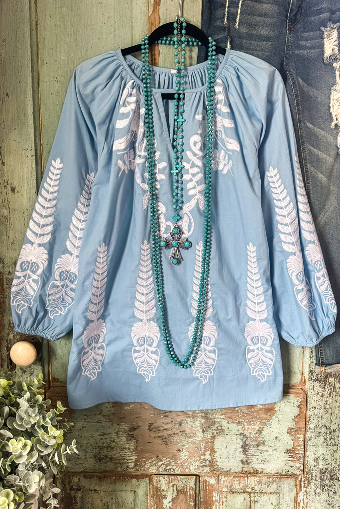 AHB EXCLUSIVE: Staying The Same Tunic - Light Blue -100% COTTON