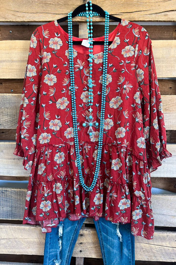 Sunlit Meadows Top -  Rust - 100% COTTON