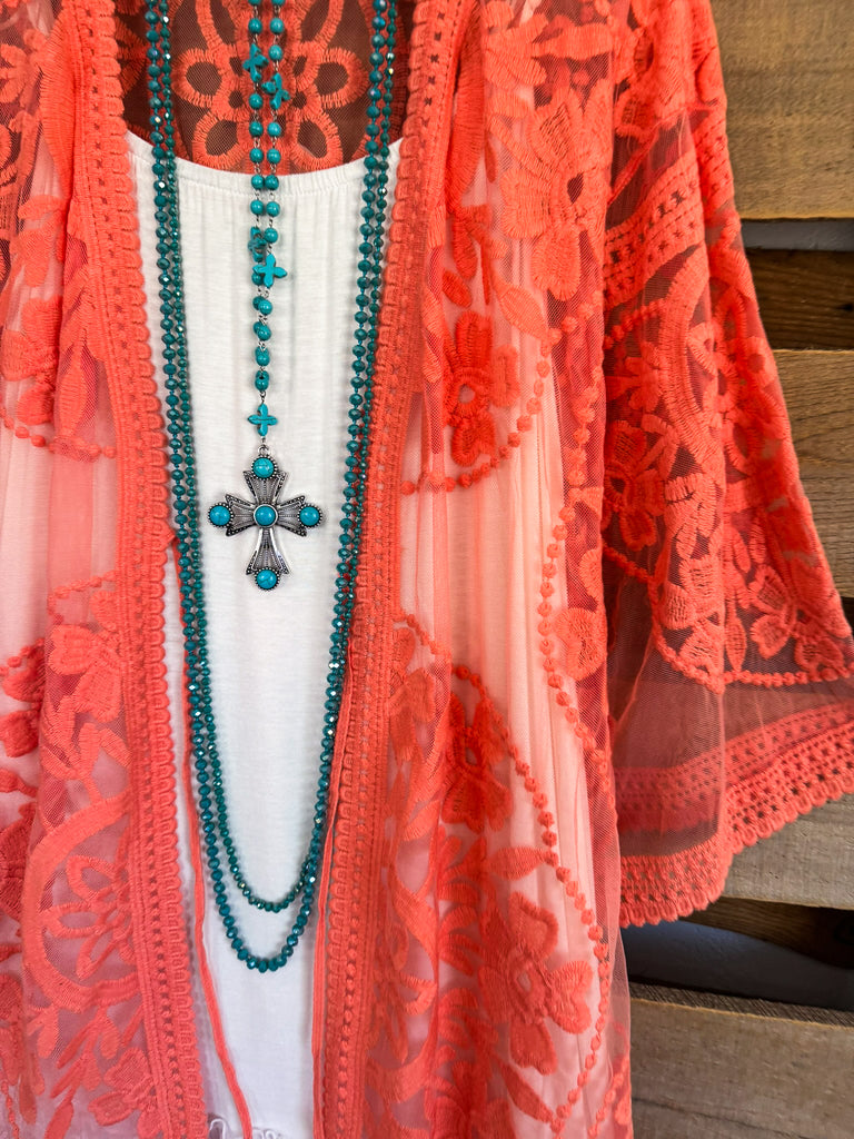 Love You Always Lace Cardigan - Apricot