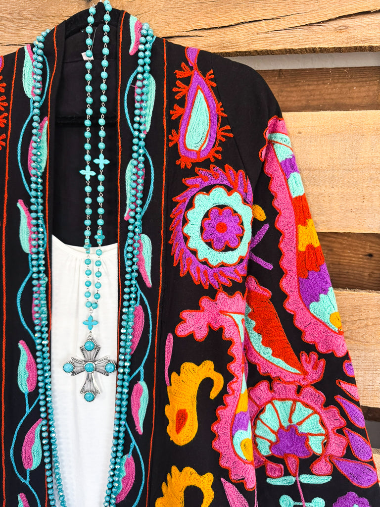 AHB EXCLUSIVE: Midnight Dreamer Duster/Cardigan - Black - 100% COTTON