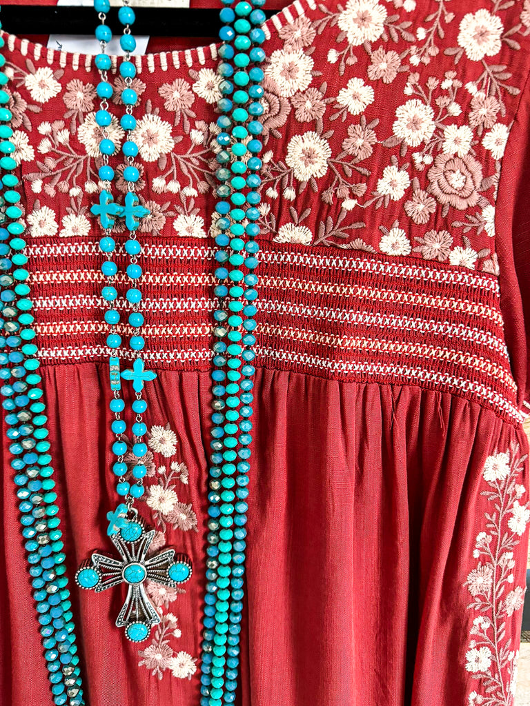 AHB EXCLUSIVE: Boho Vibes Oversized Top - Rust - SALE
