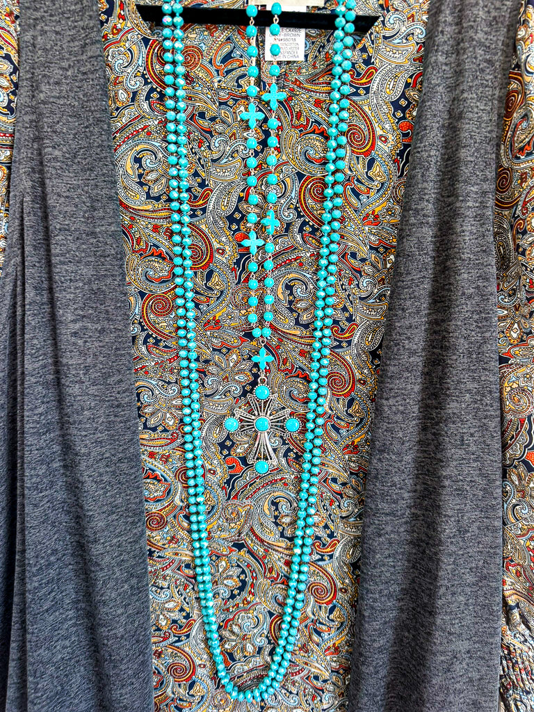 Practicing Patience Tunic/Vest - Gray-Brown (2 Piece Set)