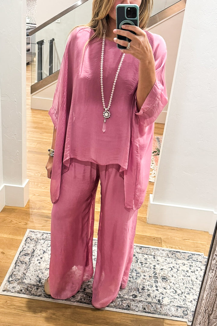 Milan Silk Blend Stretch Palazzo Pants - Made in Italy (Sold Separately)