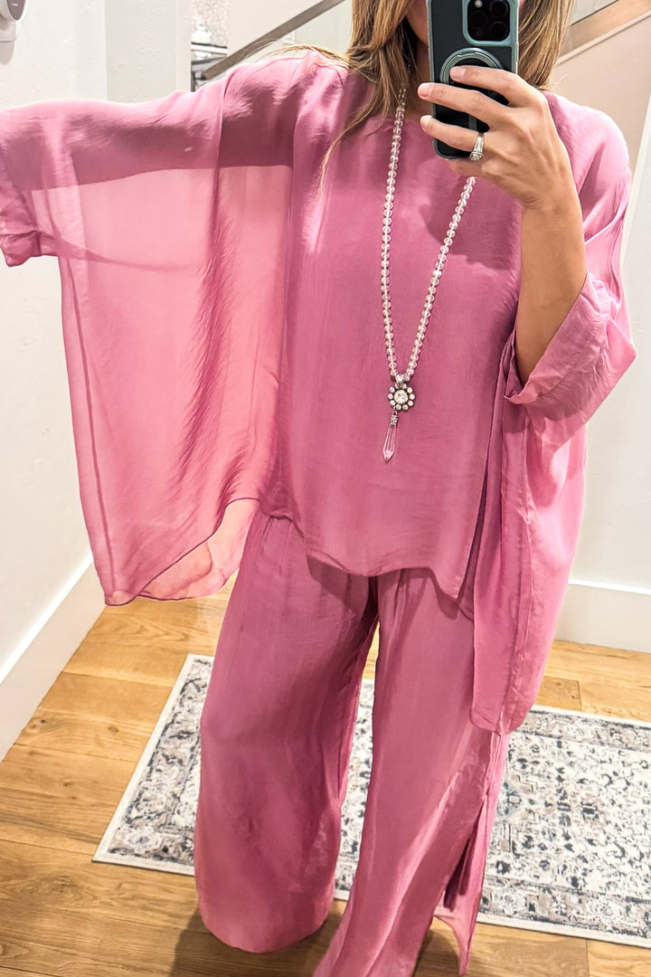 Milan Silk Blend Stretch Palazzo Pants - Made in Italy (Sold Separately)