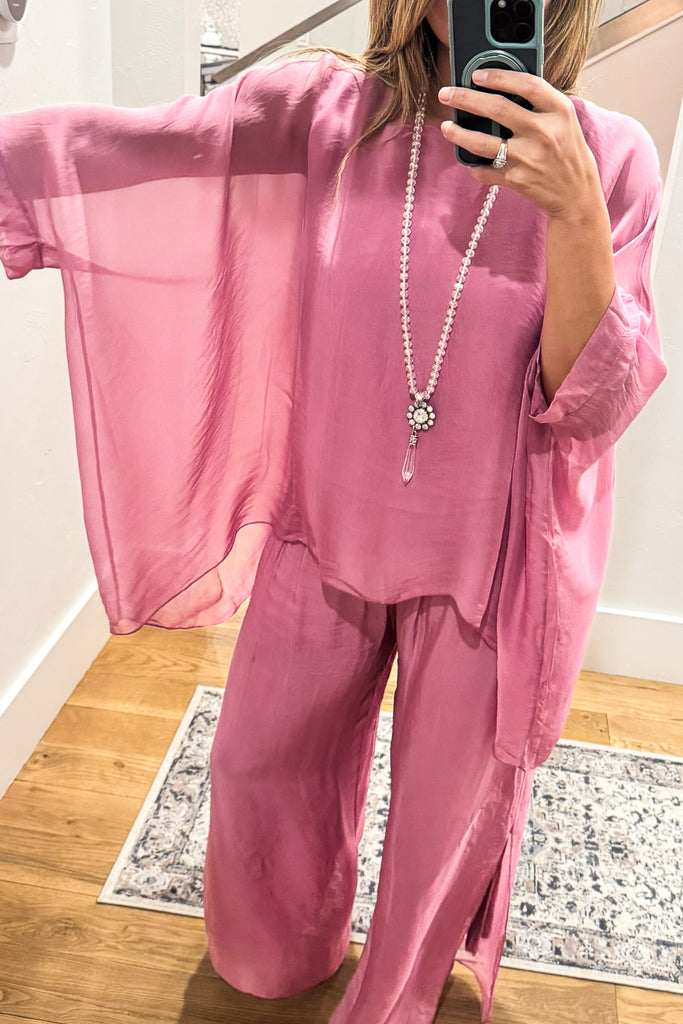 PRE ORDER: Milan Silk Blend Stretch Palazzo Pants - Made in Italy (Sold Separately)