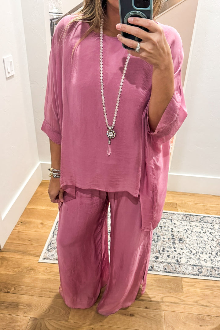 Milan Silk Blend Stretch Palazzo Pants - Made in Italy (Sold Separately)