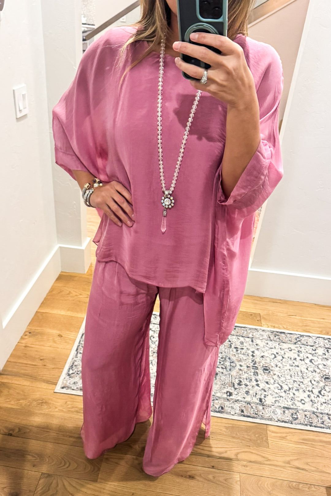 Milan Silk Blend Stretch Palazzo Pants - Made in Italy (Sold Separately)