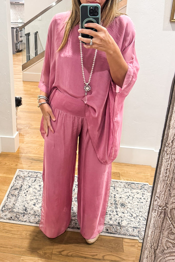 PRE ORDER: Milan Silk Blend Stretch Palazzo Pants - Made in Italy (Sold Separately)