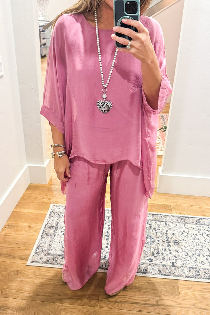 Milan Silk Blend Stretch Palazzo Pants - Made in Italy (Sold Separately)