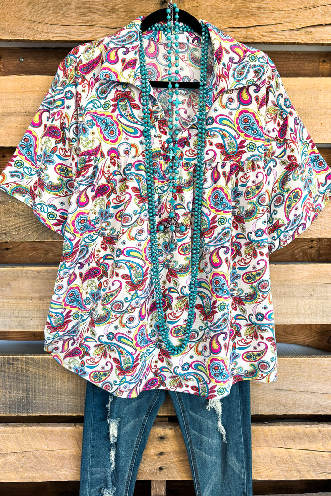 Attached At The Heart Top - Ivory Multi