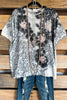Midnight Blooms Top - Gray - 100% COTTON - SALE