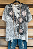 Midnight Blooms Top - Gray - 100% COTTON - SALE