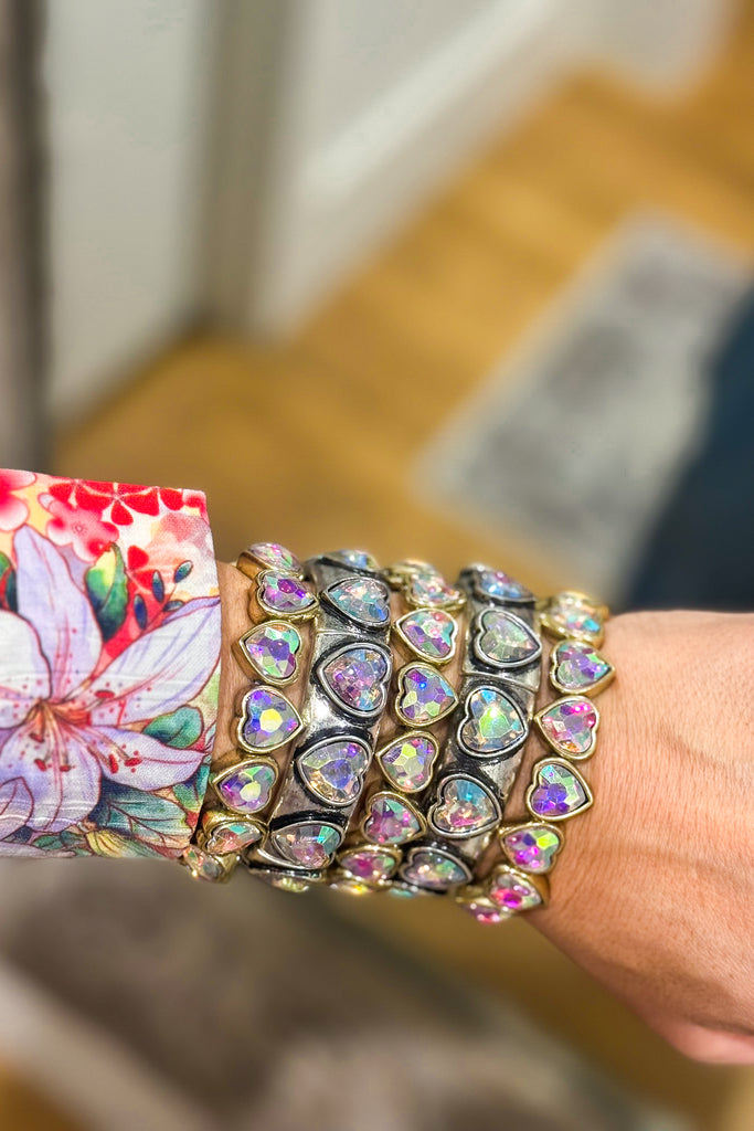 Silver Tone Heart Stretch Bracelet (EACH SOLD SEPARATELY)