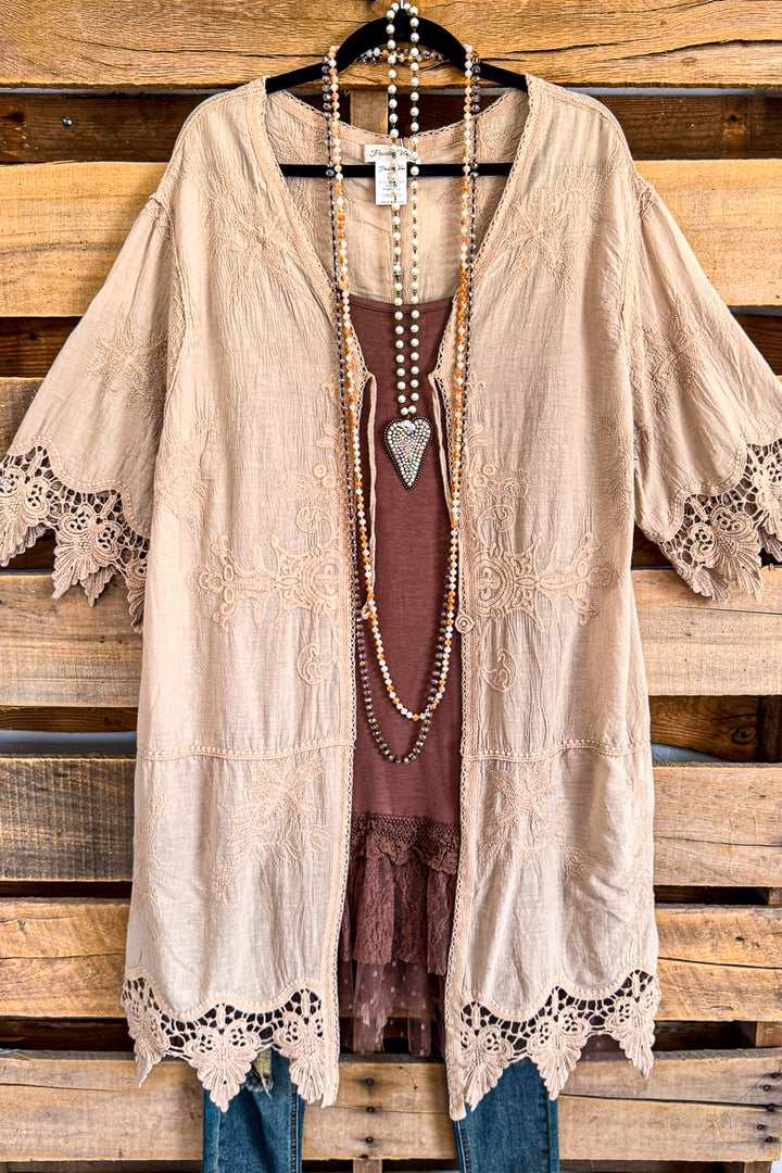 Cafe Meet Up Cardigan - Mocha - 100% COTTON - SALE