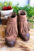 Beautiful Fringe Booties - Taupe - SALE
