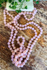Long Beaded Necklace - Light Pink