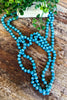 Long Beaded Necklace - Iridescent Turquoise