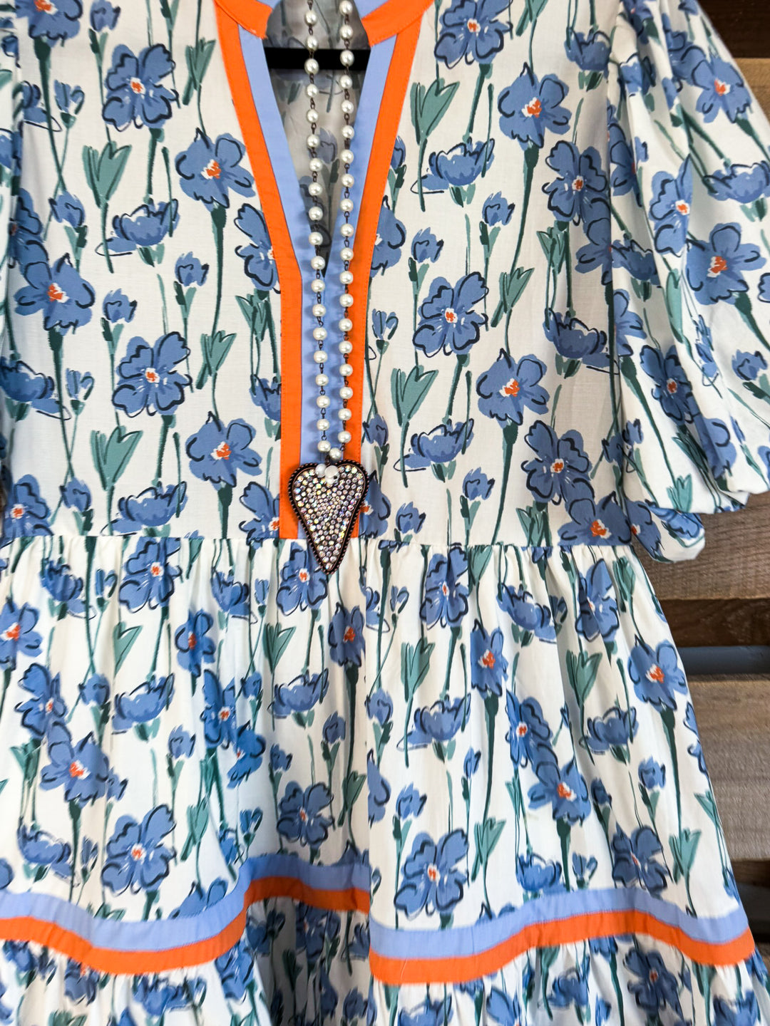 Blossom Bell Dress - Blue- 100% COTTON
