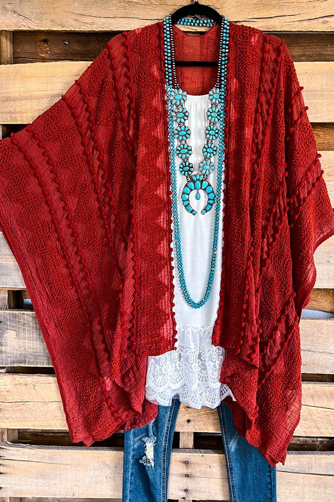 Boho Vibes Oversized Kimono - Rust