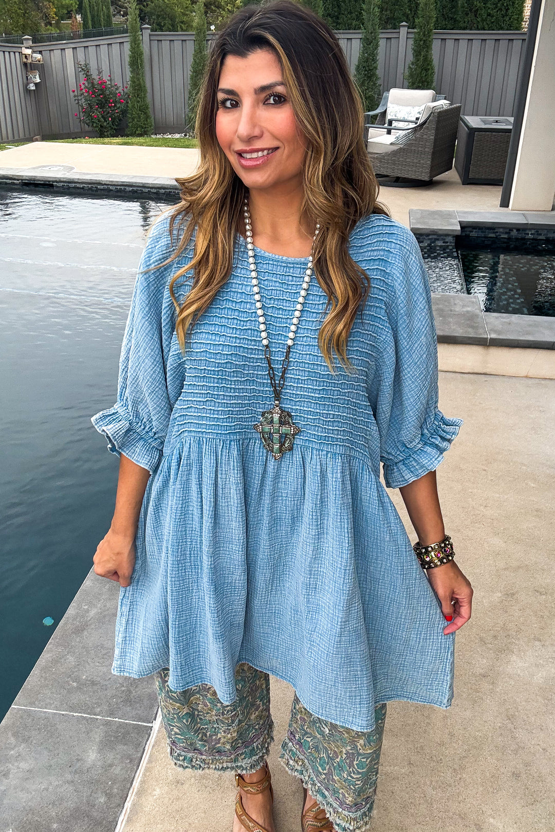 The Softest Dress Ever - 100% Cotton - Blue