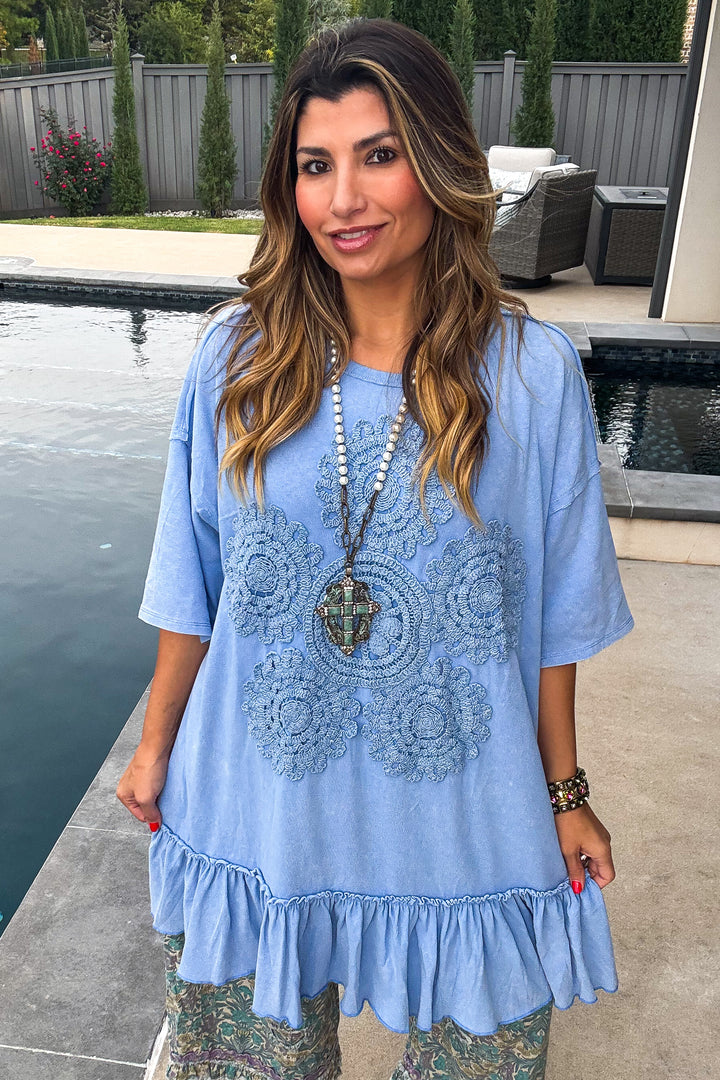Saving Grace Oversized  Dress - Blue - Cotton/Spandex Blend