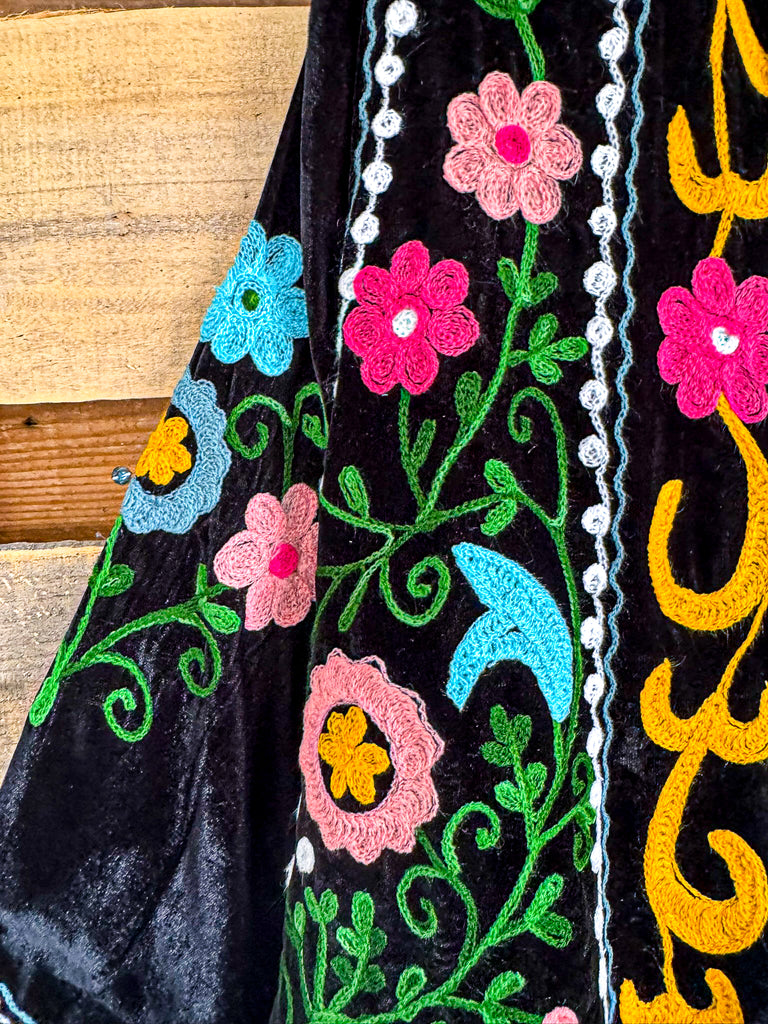 AHB EXCLUSIVE: Bouquet Of Dreams Velvet Jacket - Black (Handmade)