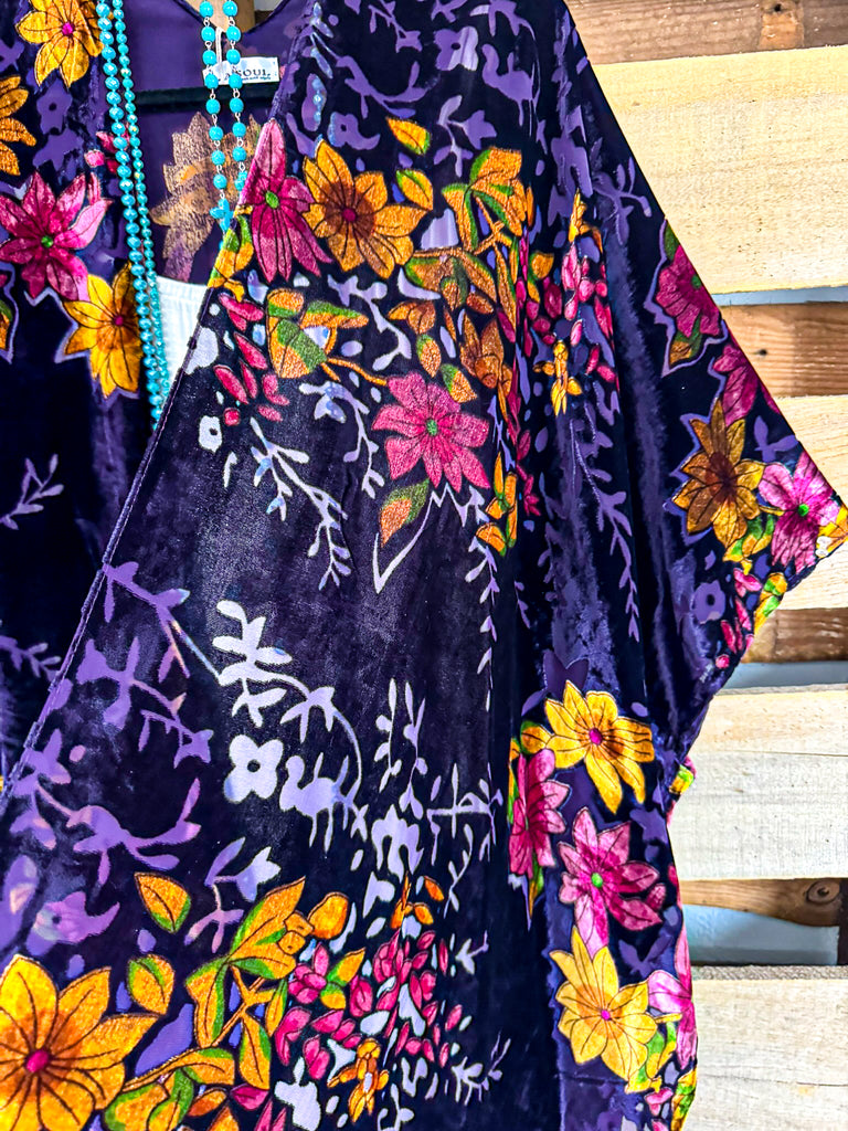 Made For More Burnout Velvet Kimono - Purple
