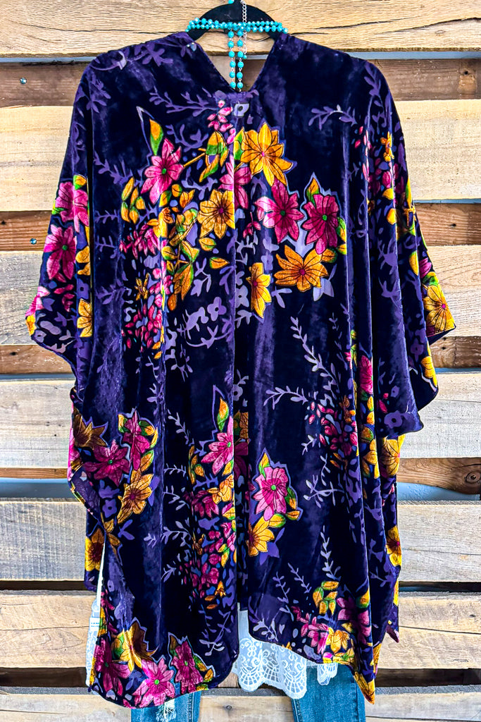 Made For More Burnout Velvet Kimono - Purple