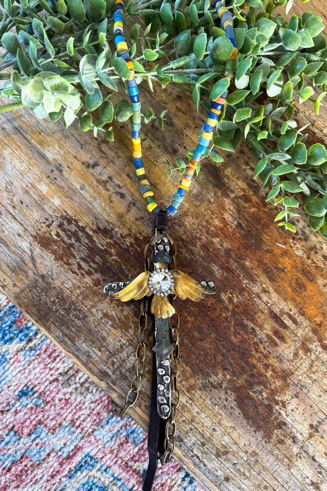 HANDMADE Jaded Gypsy Long Necklace - Cross Wings