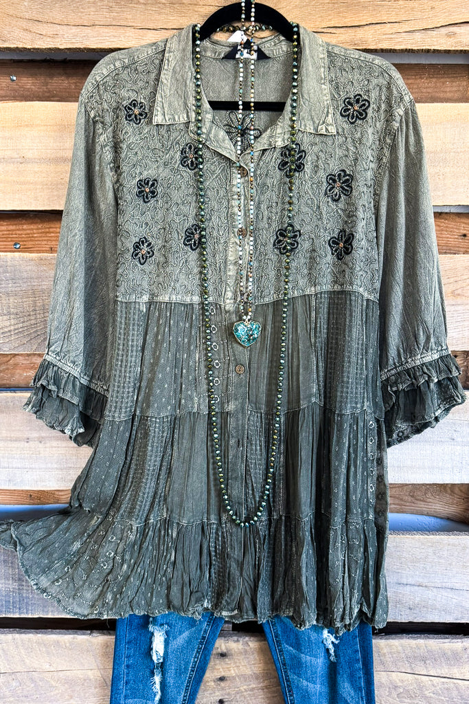PRE ORDER: Gathering Sweetness Blouse - Gravel