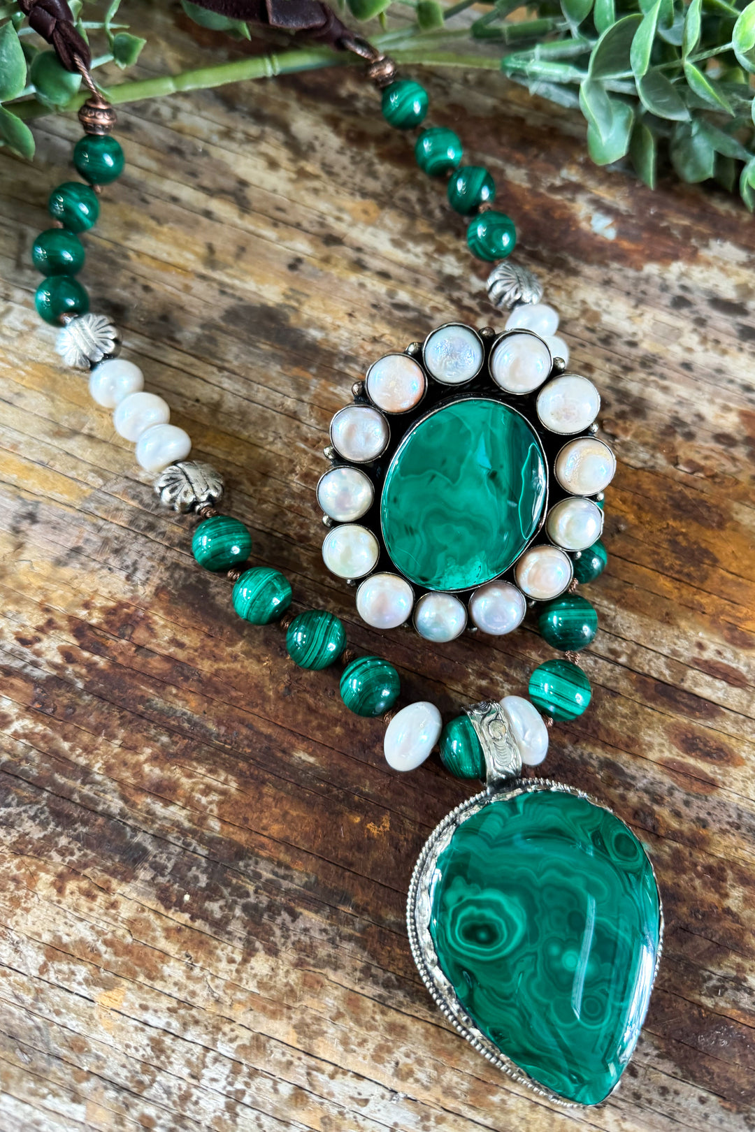 Malachite and Freshwater Pearls Ring