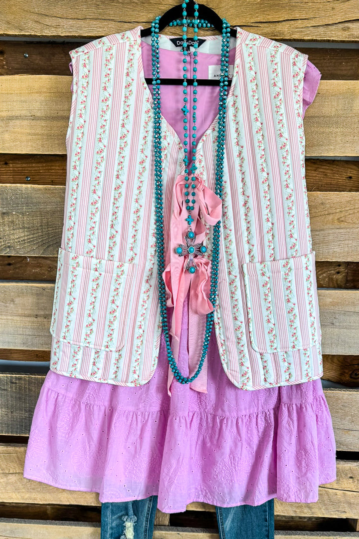 Love And Bow Ties Quilted Vest - Pink - 100% COTTON - SALE