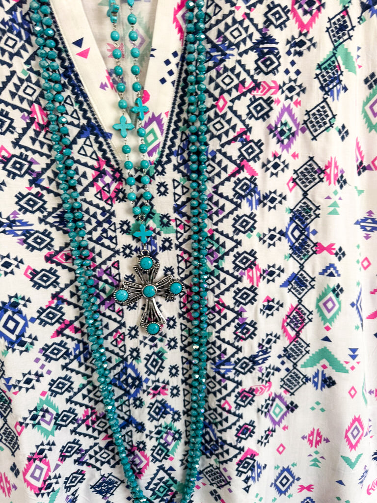 Traditional Salutations Top - Ivory Multi