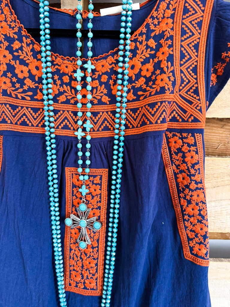Today's Episode Top -  Navy Rust -  100% COTTON - SALE