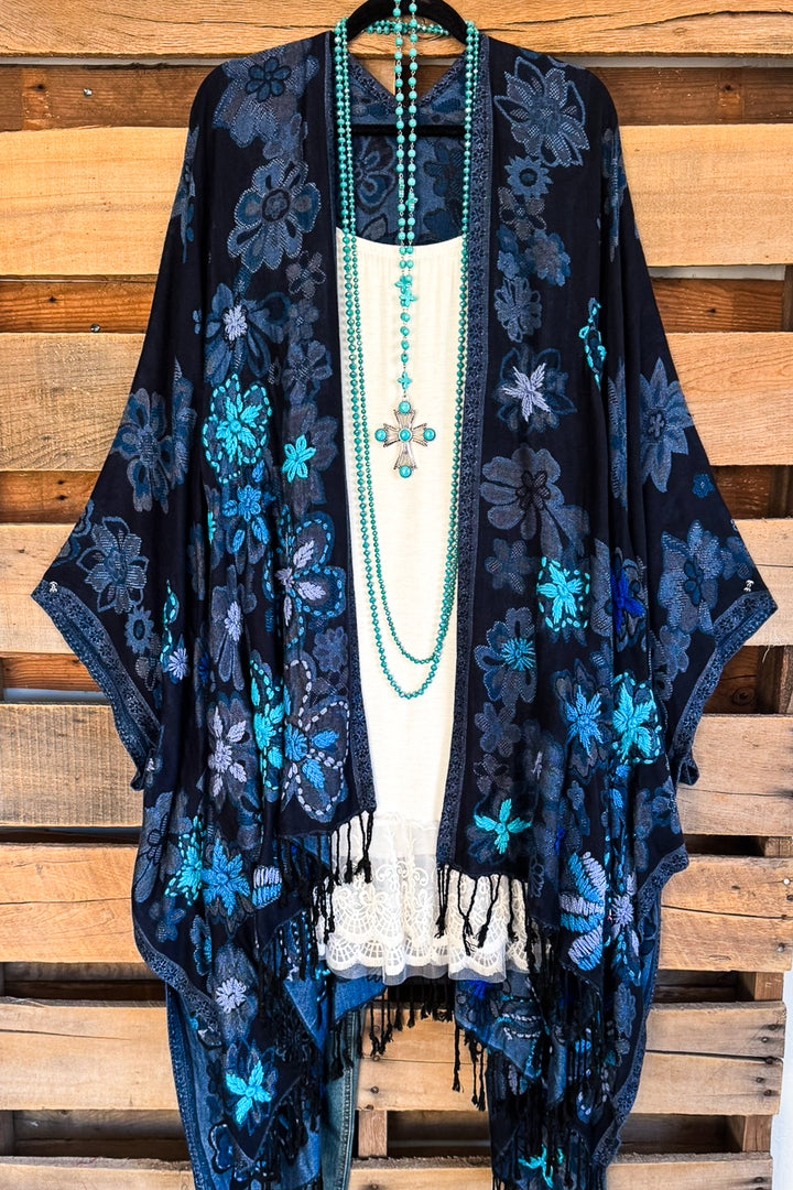 AHB EXCLUSIVE: Blooming Across The Deep Ruana - Sapphire