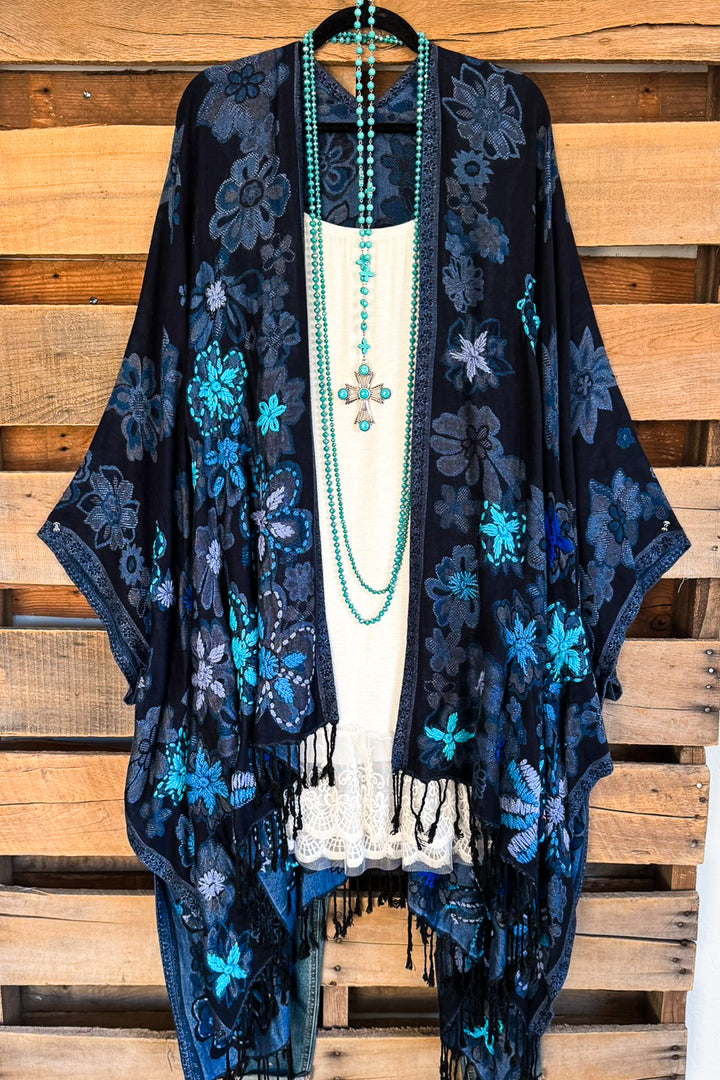 AHB EXCLUSIVE: Blooming Across The Deep Ruana - Sapphire