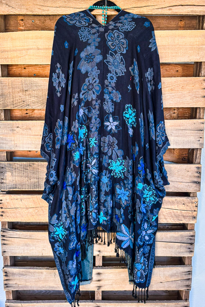 AHB EXCLUSIVE: Blooming Across The Deep Ruana - Sapphire