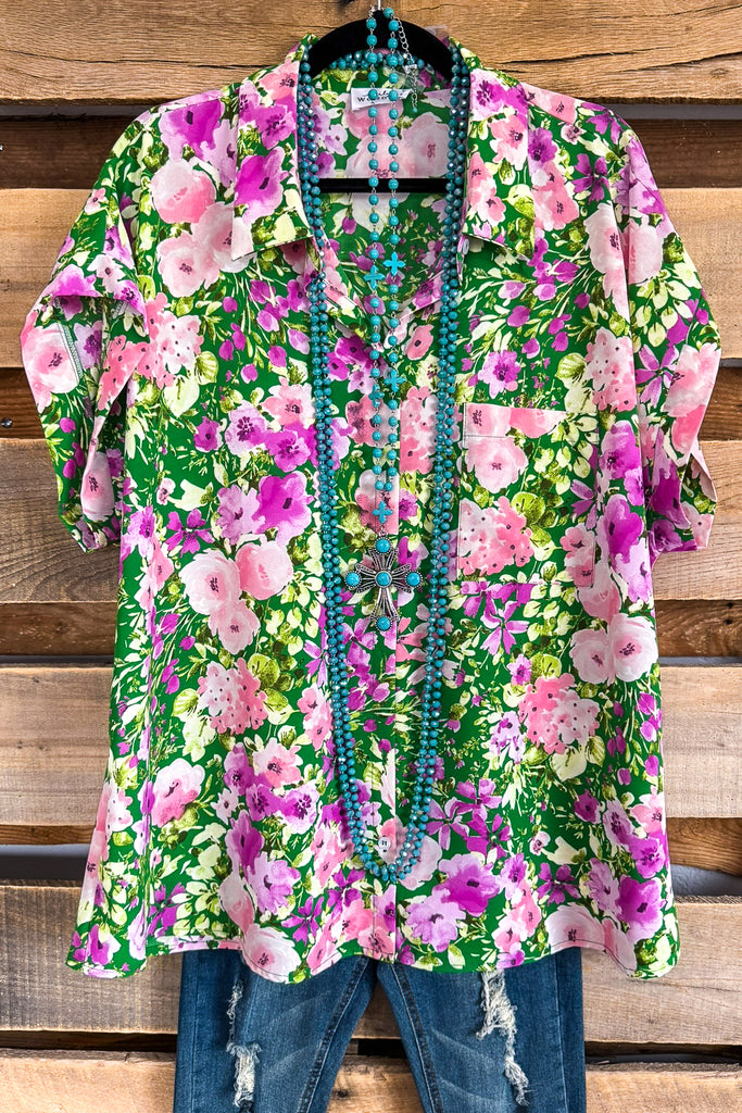 Spring Into Action Blouse - Kelly Green