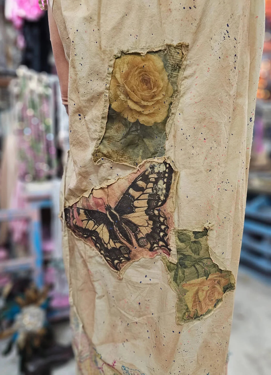 Butterfly Canvas Dress - Tan - 100% Cotton