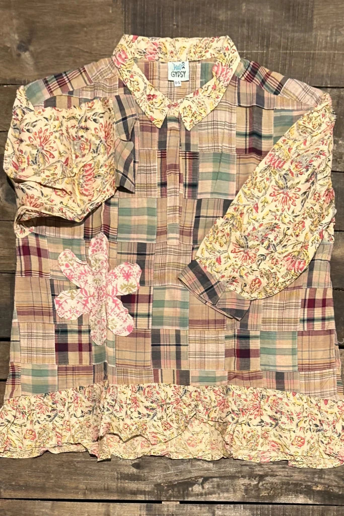 Around the Meadow Top - Tan - 100% Cotton