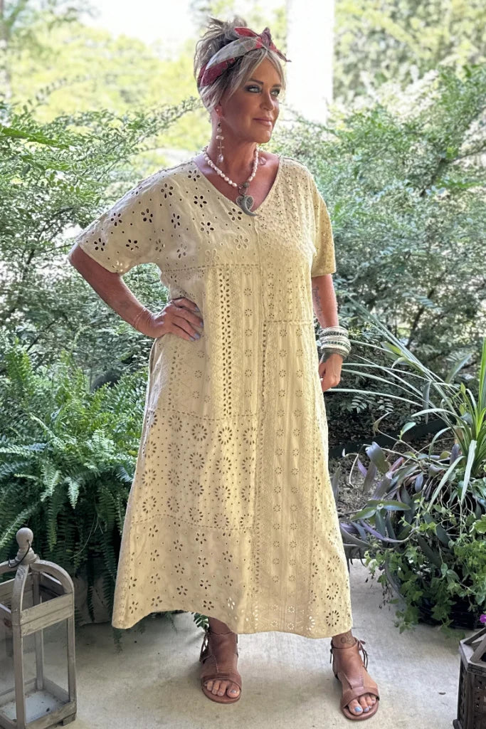 Patched Together Dress - Tea Stain - 100% Cotton
