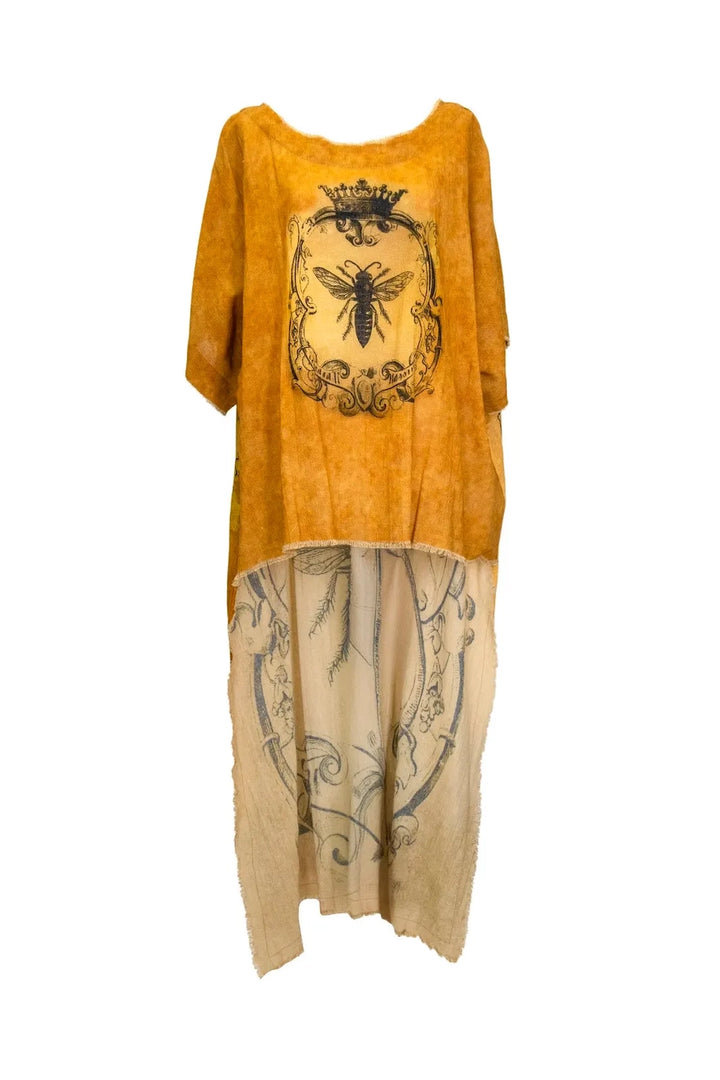 Queen Bee Hi Low Tunic - 100% Cotton - Gold