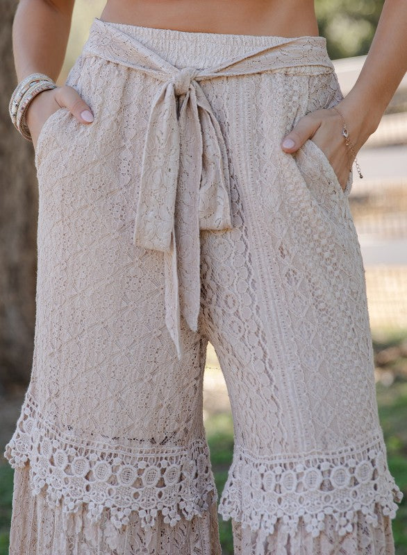 Heirloom Lace Pants - 100% Cotton - Latte